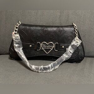Juicy Couture Licorice Only Juicy Flap Shoulder Bag Small Baguette Heart Logo